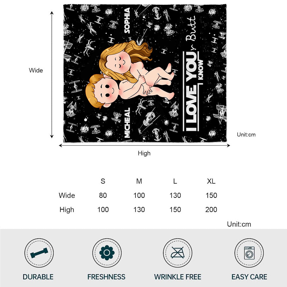 Personalized I Love Your Butt Blanket Custom Name Gift for Couples