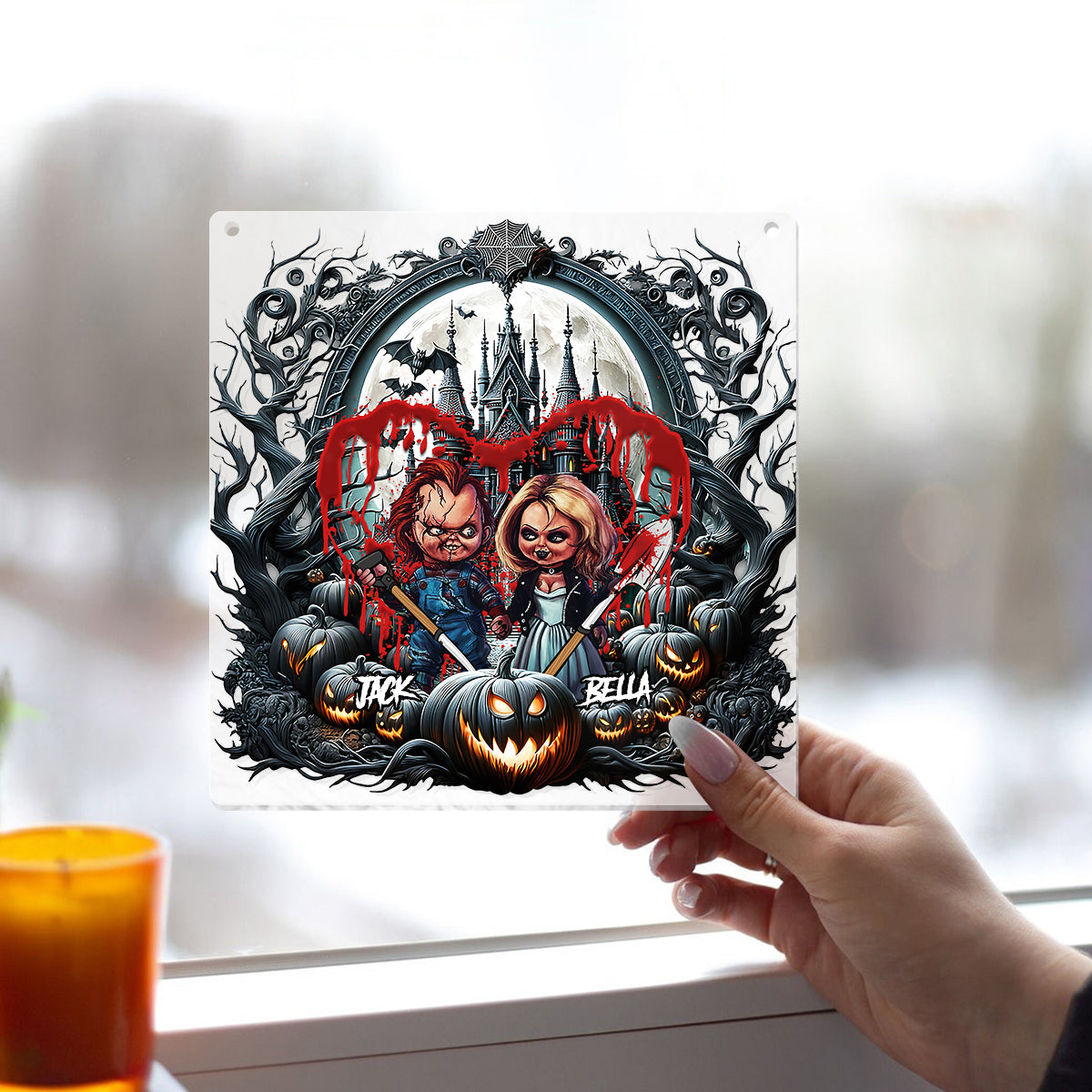 Personalized Halloween Suncatcher Ornament Custom Name Gift