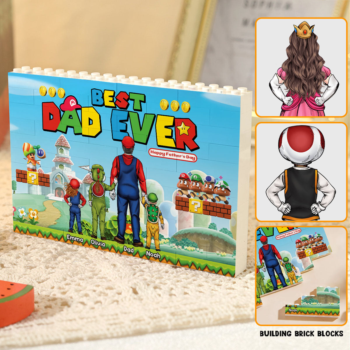 Personalized Best Dad Ever One-Sided Building Brick Block Gift