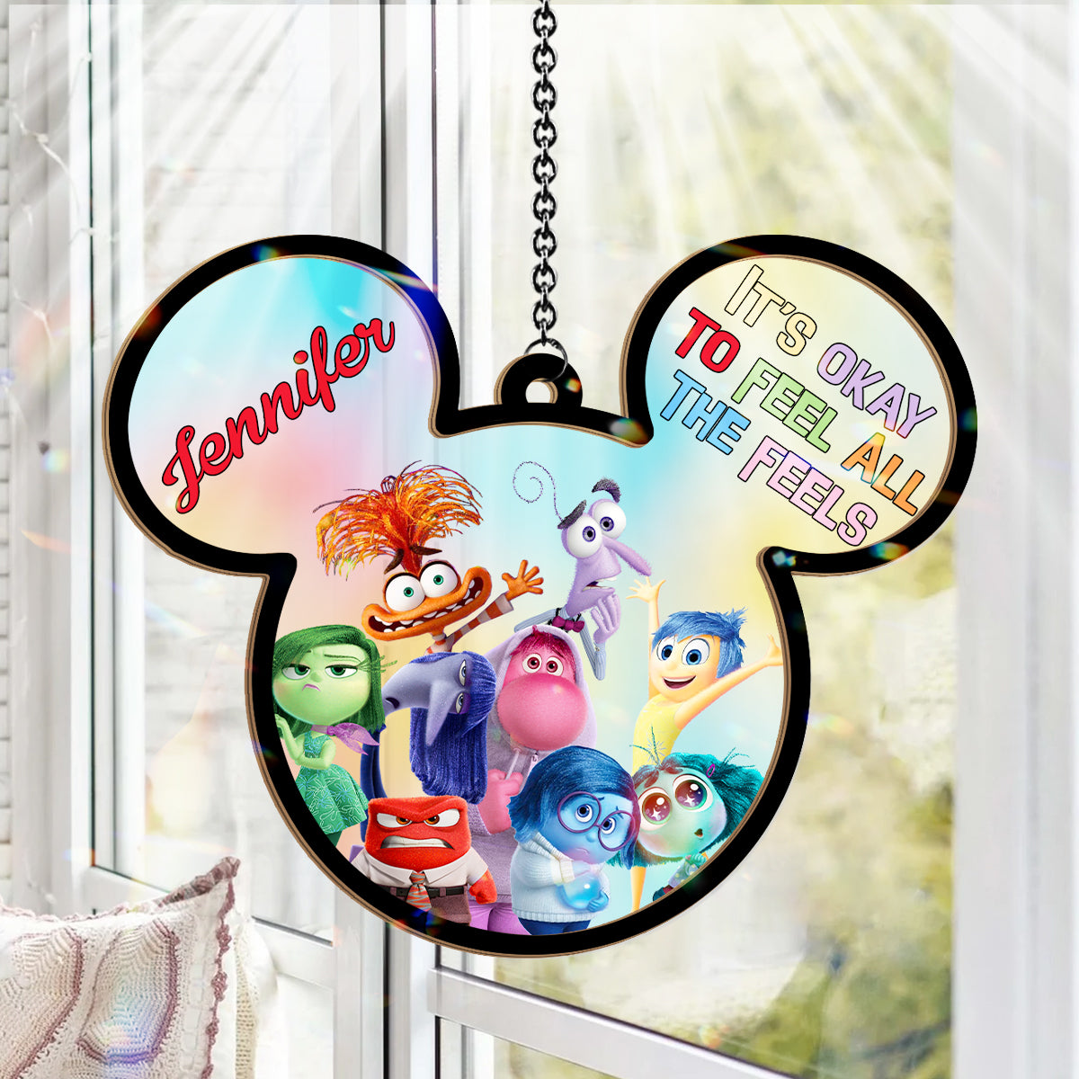 Personalized Mickey Mouse Suncatcher Custom Name Window Hanging Gift