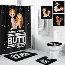 Load image into Gallery viewer, Personalized Bathroom Curtain &amp; Mats Set Custom Name Gift for Couples
