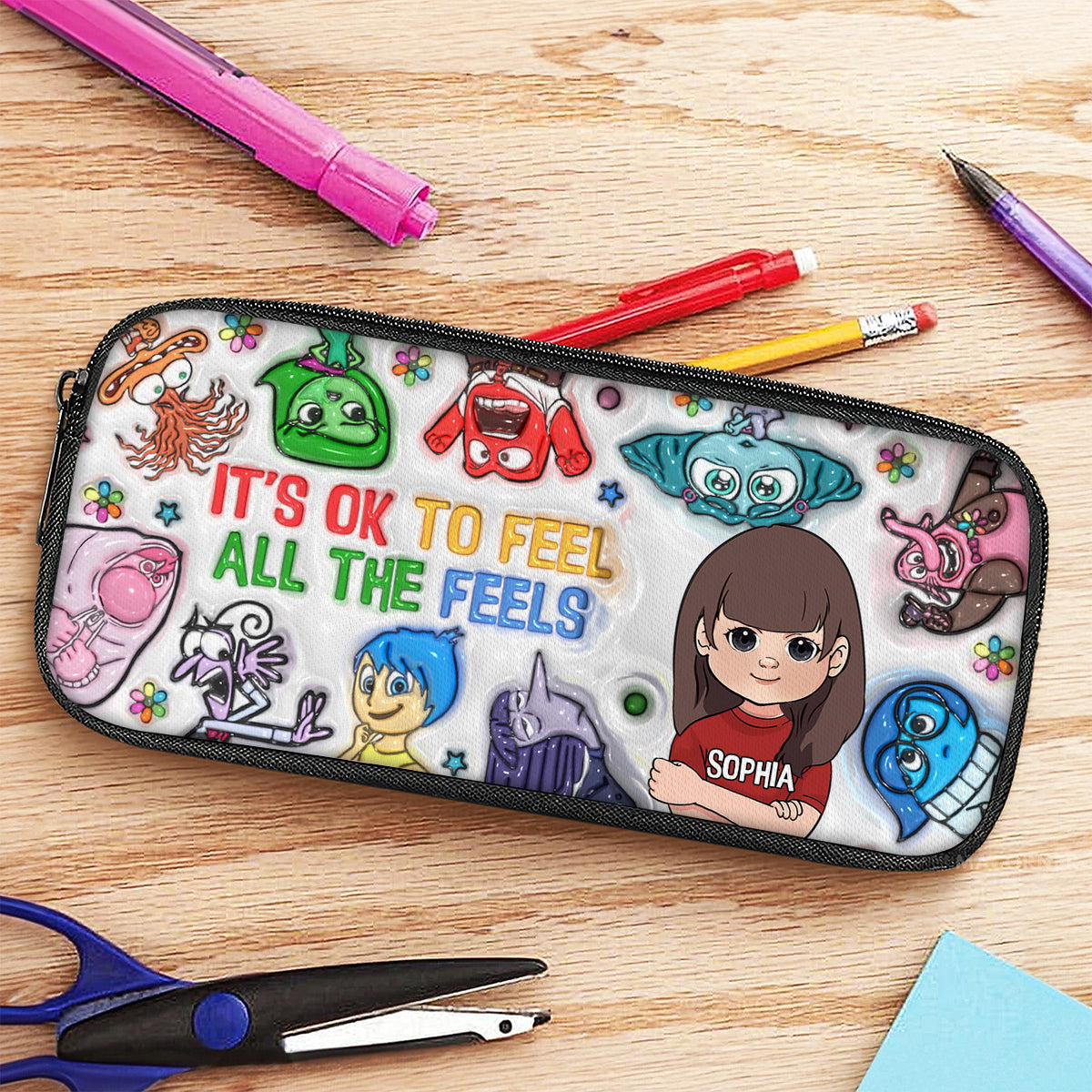Personalized Kids Pencil Case with Fun Characters & Custom Name