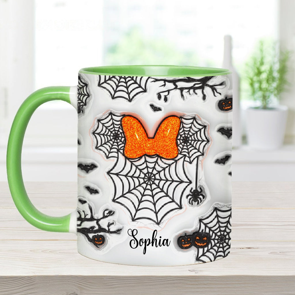 Personalized Halloween Accent Mug with Spider Webs & Name