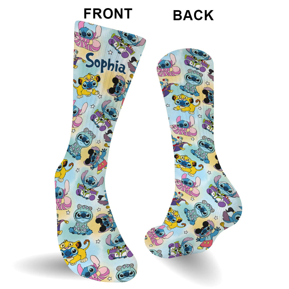 Personalized Cute Monsters Socks Custom Name Gift for Kids