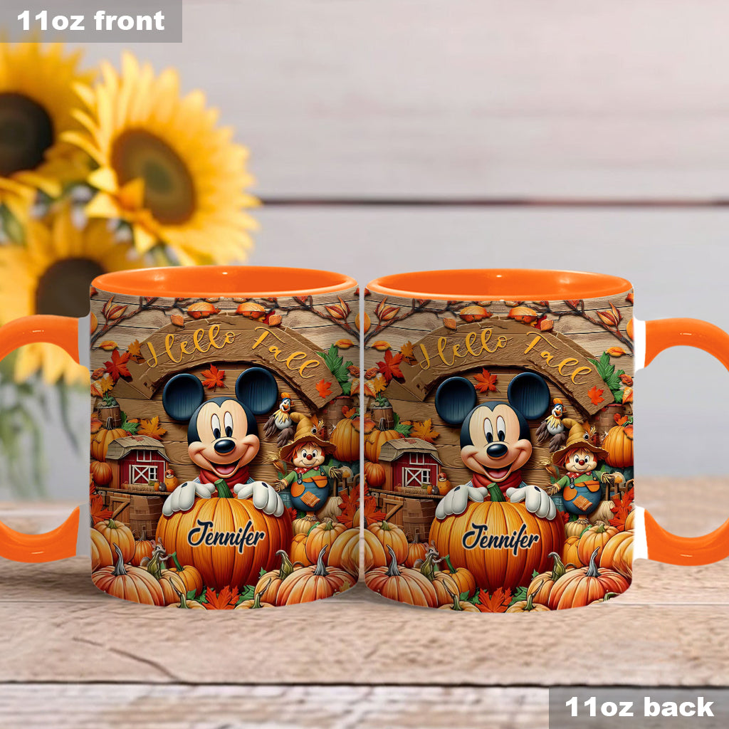 Personalized Hello Fall Accent Mug Custom Name Gift Idea