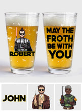 Load image into Gallery viewer, Personalized Beer Glass with Star Wars Theme Custom Name Gift for Dad
