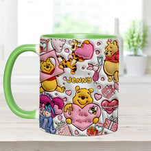 Load image into Gallery viewer, Personalized Accent Mug with Cute Pooh Bear Design for Valentine’s Day or Wedding Gift
