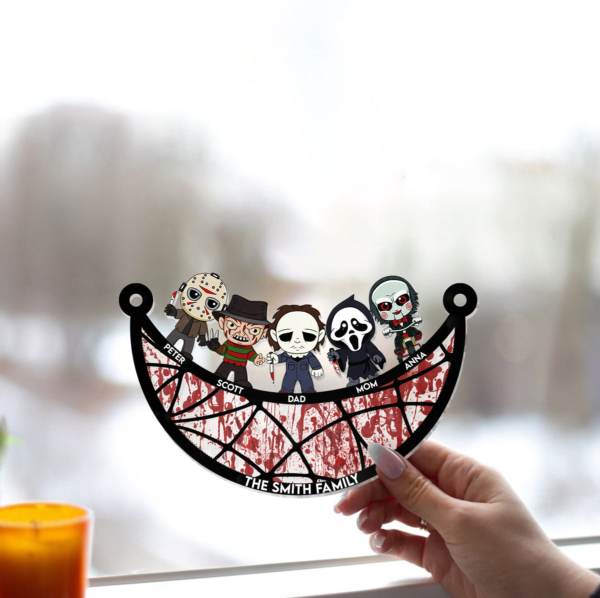 Personalized Scary Movies Suncatcher Ornament for Family Gift