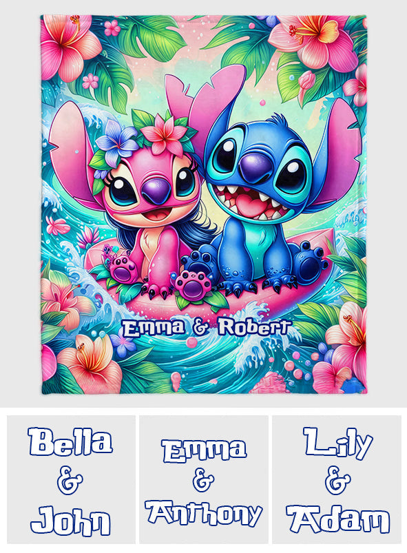 Personalized Ohana Blanket Custom Name Gift for Couples