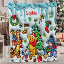 Load image into Gallery viewer, Personalized Holiday Blanket with Disney Characters Custom Name Gift for Kids
