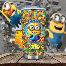 Load image into Gallery viewer, Personalized Happy Yellow Monster Tumbler Custom Name Gift for Kids

