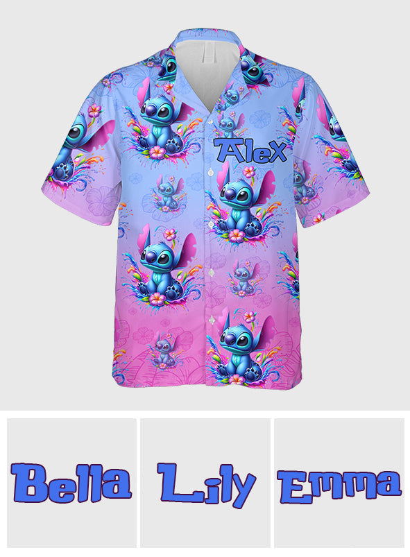 Personalized Hawaiian Shirt with Stitch Design Custom Name Gift