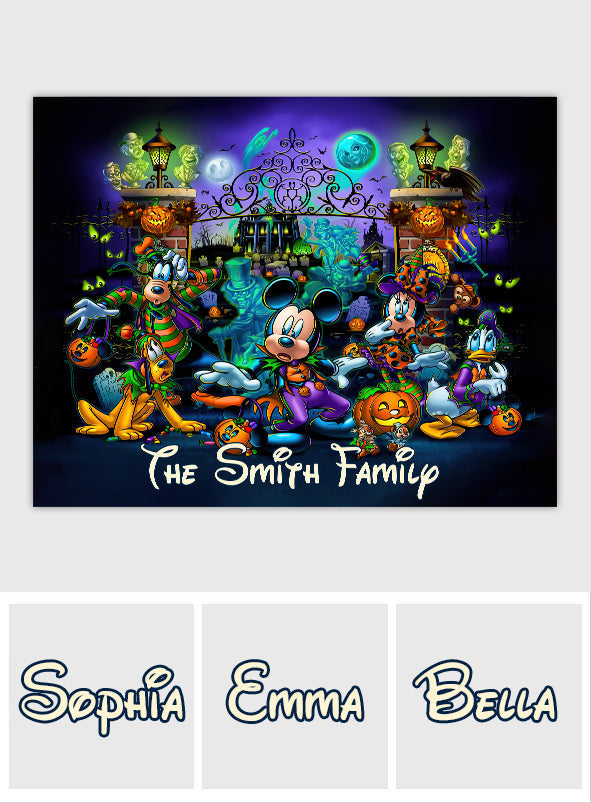 Personalized Halloween Mouse Wall Tapestry Custom Family Name Decor