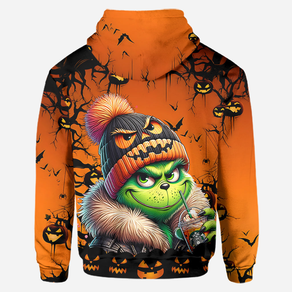 Personalized Halloween Grinch Hoodie & Leggings Set Gift