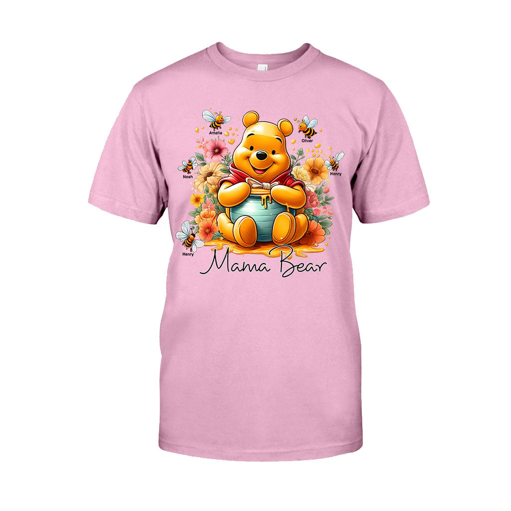 Personalized Mama Bear T-Shirt & Hoodie with Floral Design for Mom
