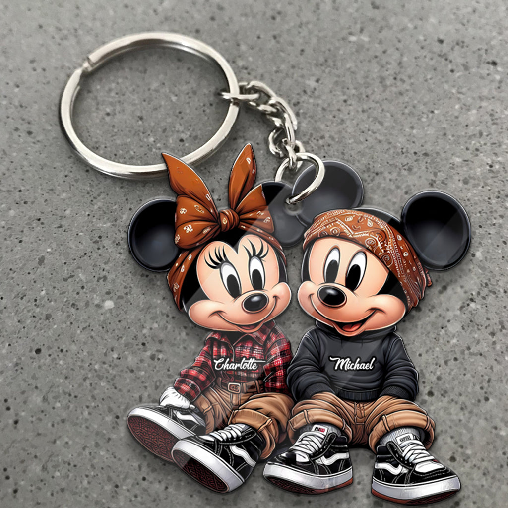 Personalized Chicano Mouse Keychain Custom Couple Gift