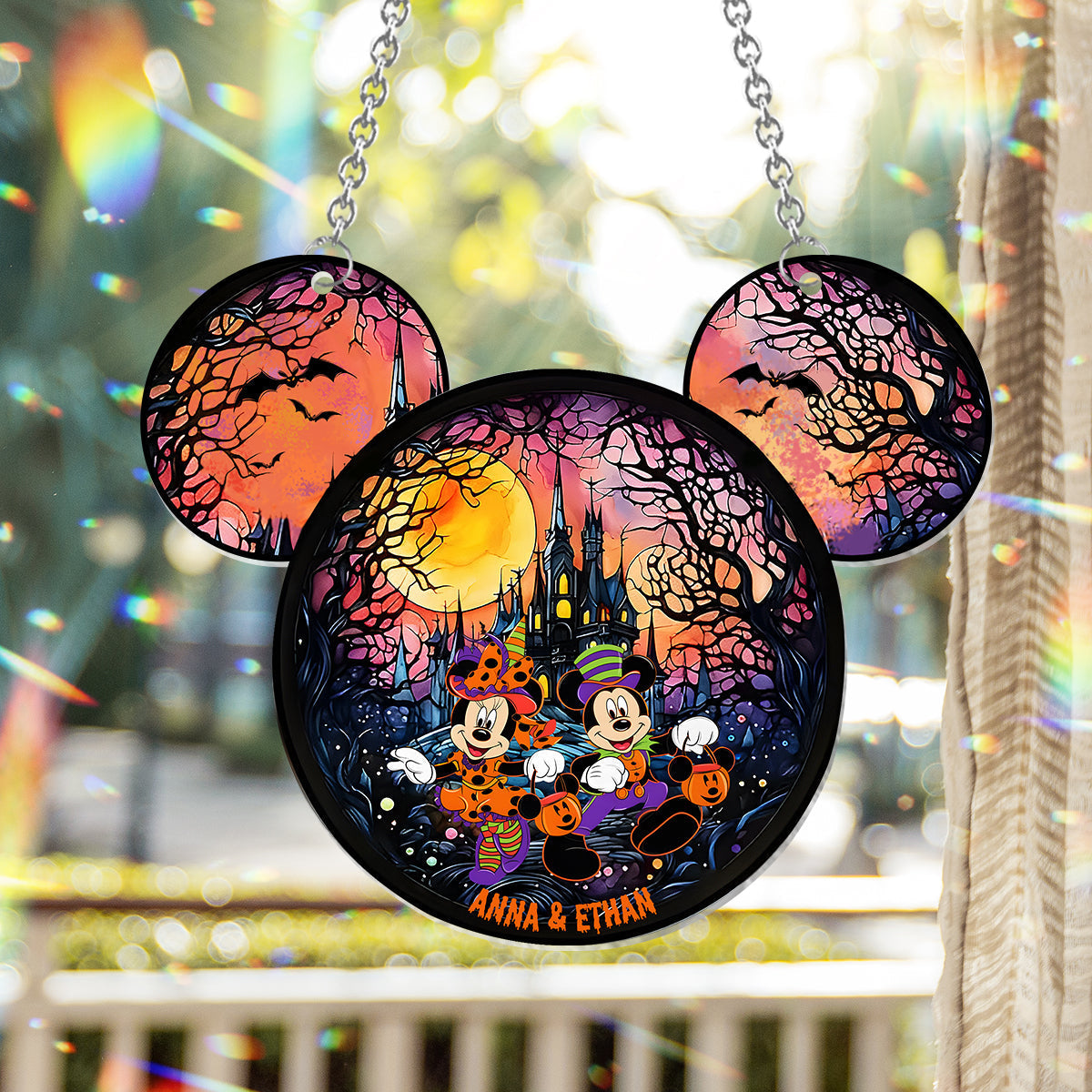 Personalized Halloween Mouse Couple Suncatcher Ornament Gift