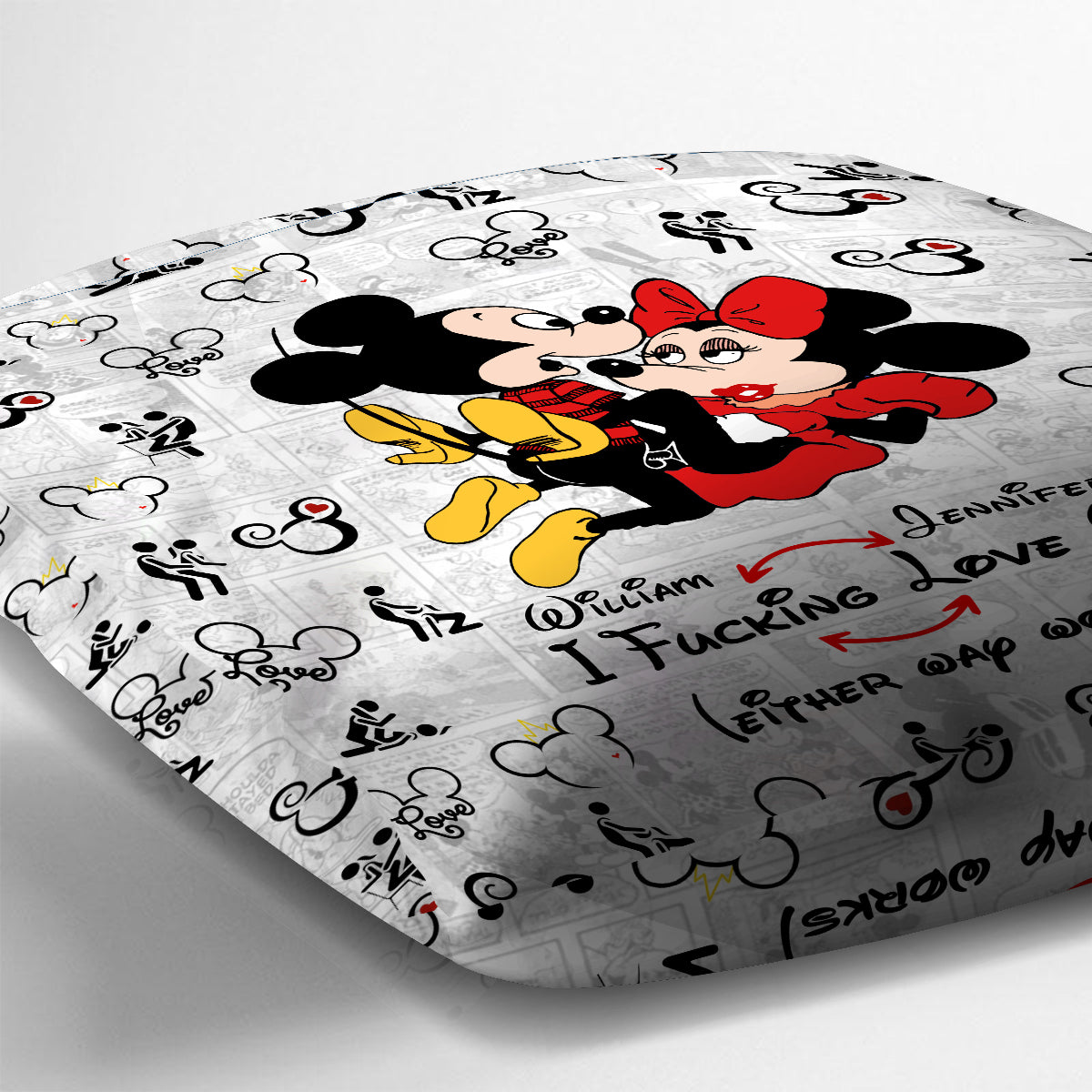 Personalized Mouse Couple Throw Pillow Custom Name Gift for Couples