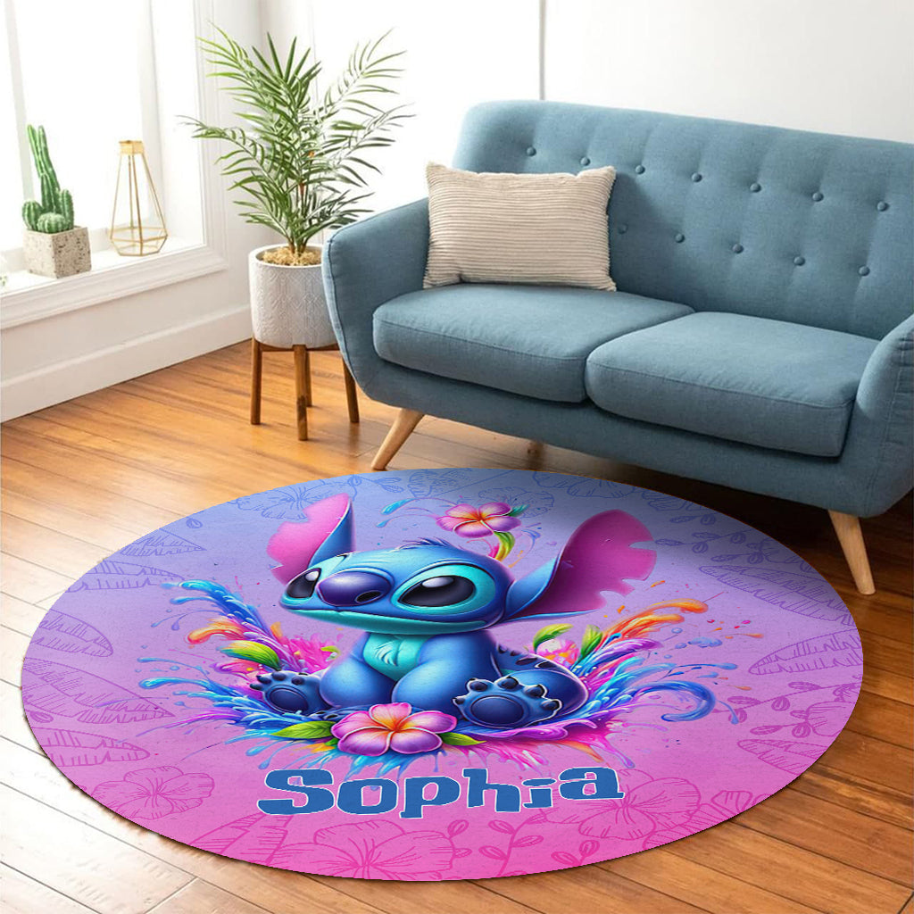 Personalized Ohana Round Rug Custom Name Fun Décor Gift