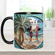 Load image into Gallery viewer, Personalized Couple Beach Scene Accent Mug Custom Names Gift
