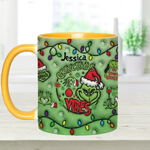 Load image into Gallery viewer, Personalized Grinchmas Vibes Accent Mug Custom Name Gift
