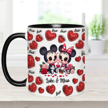 Load image into Gallery viewer, Personalized Couple Heart Mug with Custom Names for Anniversary Gift

