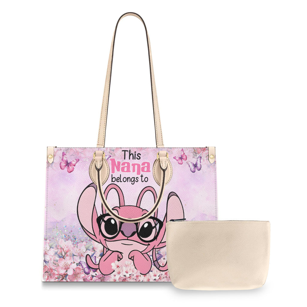 Personalized Leather Handbag with Ohana Design for Grandma - Unique Gift