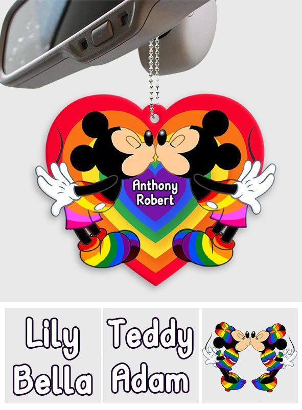 Personalized Car Ornament Love Is Love LGBT Rainbow Gift