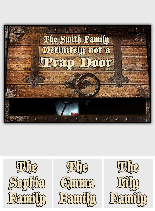 Personalized Family Doormat Funny Trap Door Design Custom Name