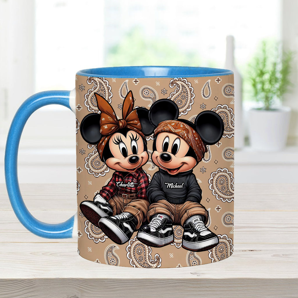 Personalized Mouse Couple Accent Mug Custom Name Gift for Anniversary