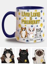 Load image into Gallery viewer, Personalized Accent Mug Live Long and Pawspurr Cat Design Gift for Pet Lovers
