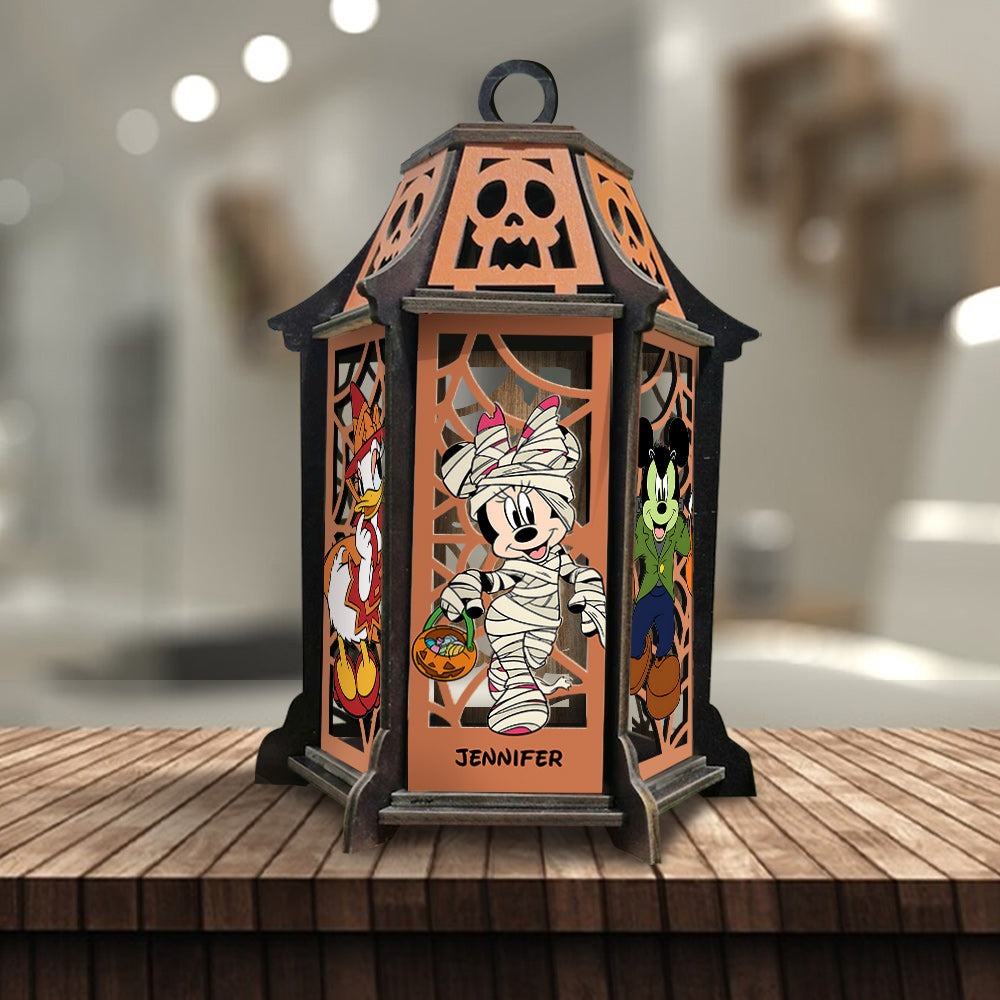 Personalized Halloween Wooden Lantern with Custom Name Decor