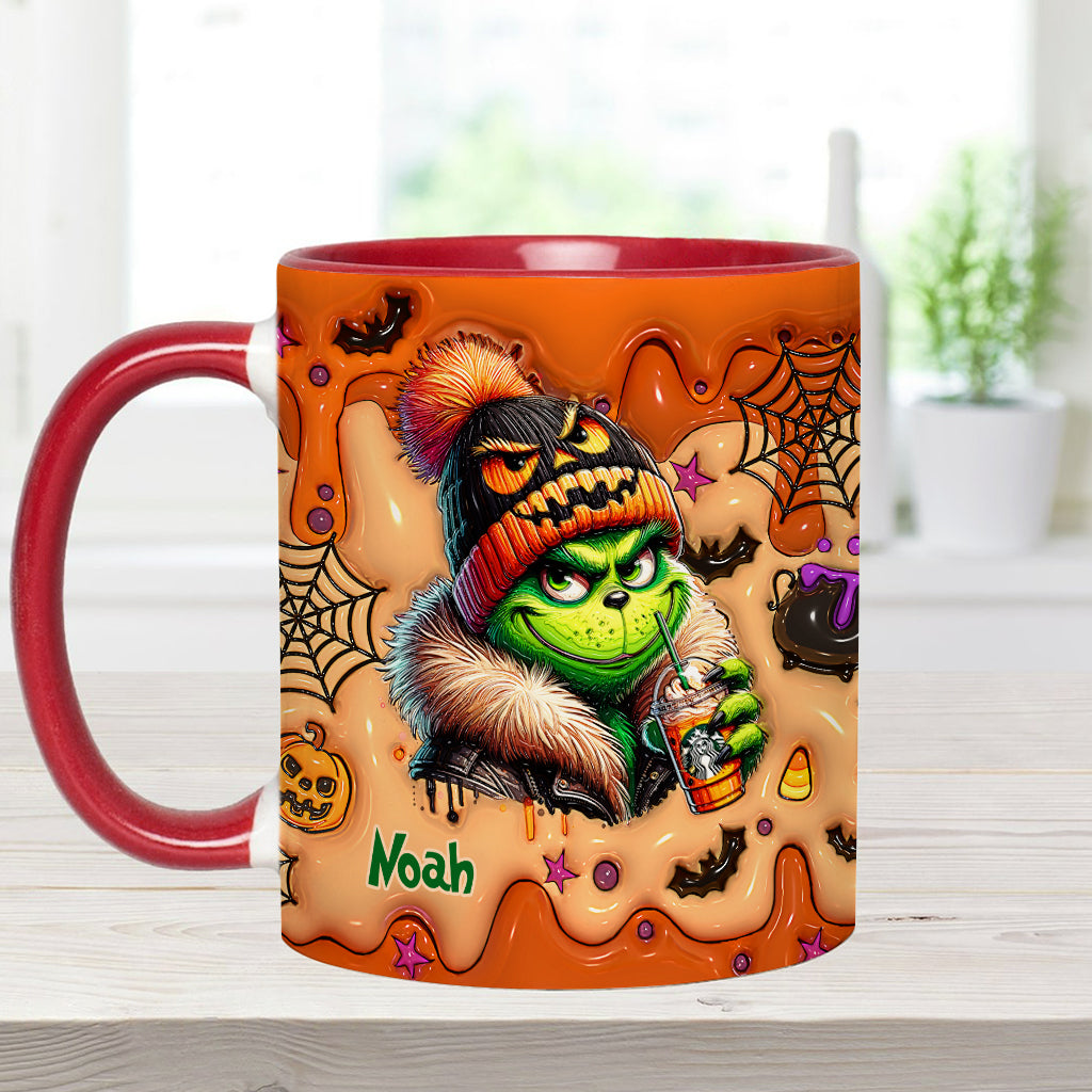 Personalized Halloween Grinch Accent Mug Custom Name Gift