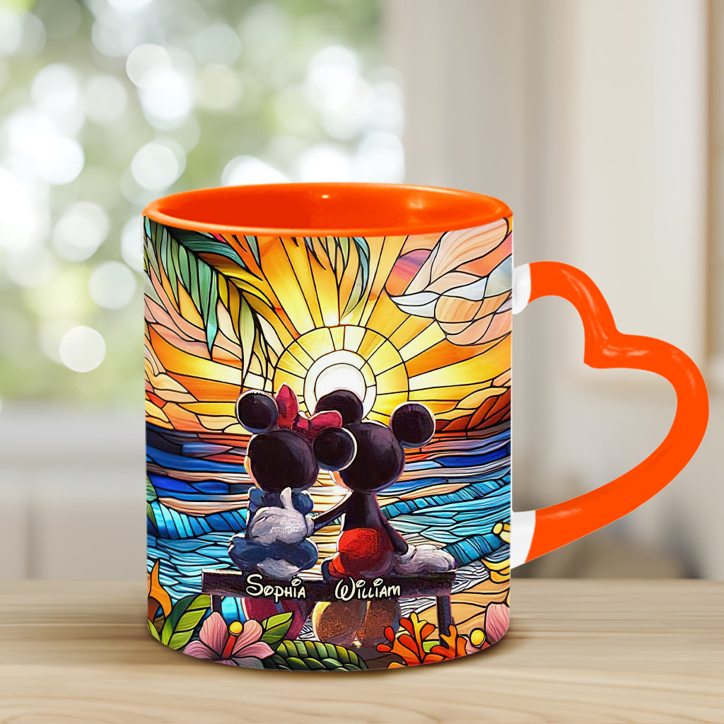 Personalized Heart Handle Mug Custom Name Gift for Couple