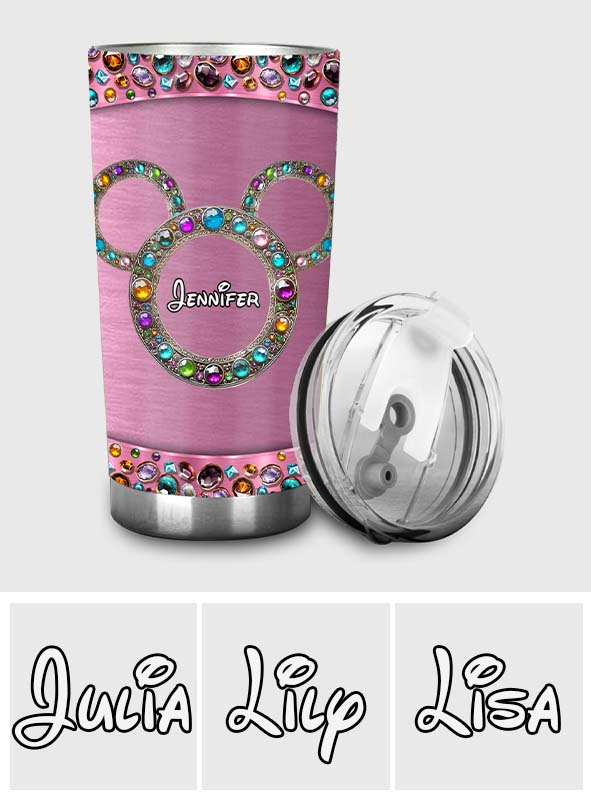 Personalized Pink Mouse Tumbler Custom Name Drinkware for Mom