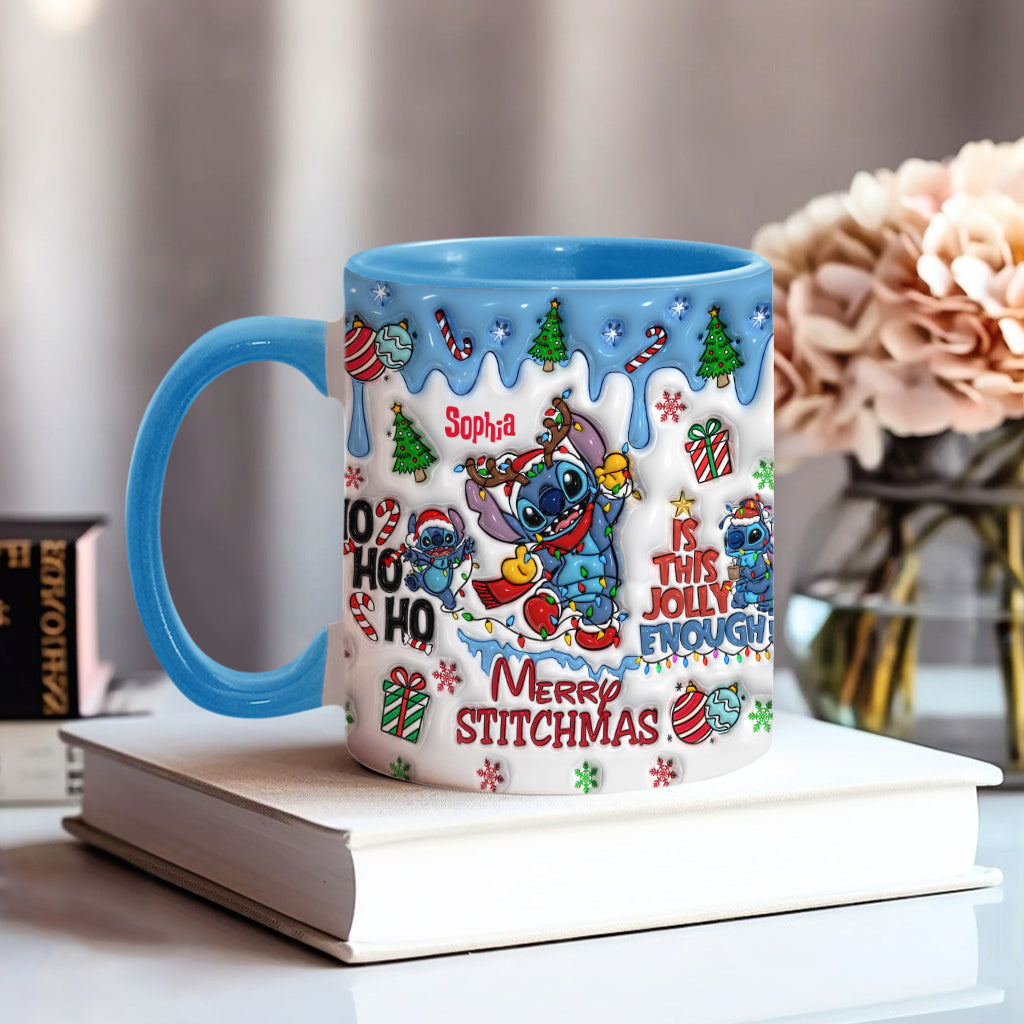 Personalized Merry Stitchmas Accent Mug Custom Name Gift