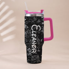 Load image into Gallery viewer, Personalized Black and White Mouse Tumbler with Handle Gift for Mom or Dad
