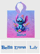 Load image into Gallery viewer, Personalized Kid Hooded Towel Poncho with Name for Beach Fun
