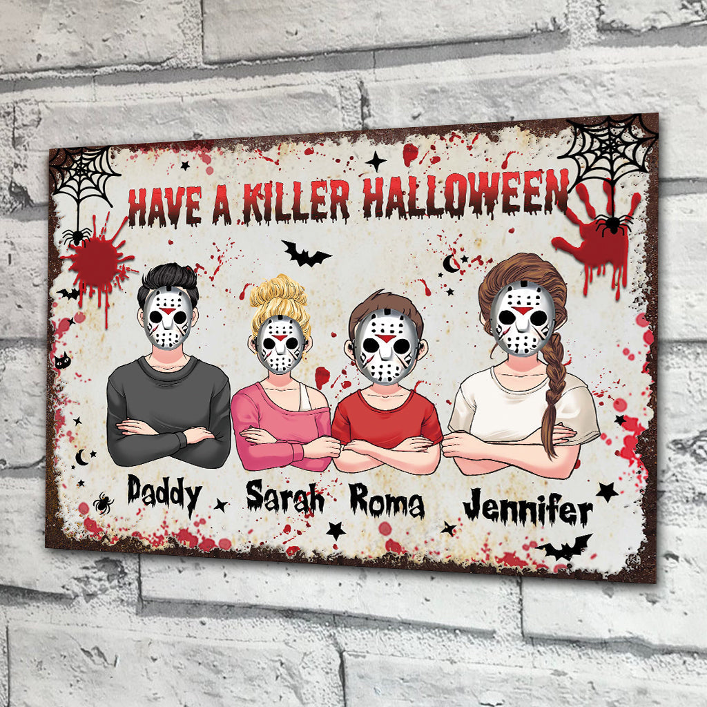 Personalized Halloween Family Metal Sign Custom Name Decor
