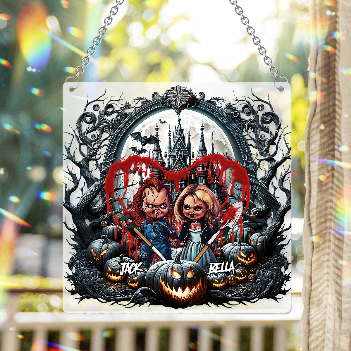 Personalized Halloween Suncatcher Ornament Custom Name Gift