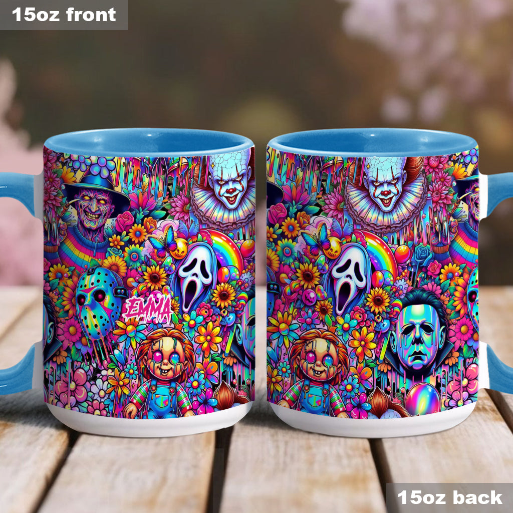 Personalized Colorful Horror Accent Mug with Custom Name - Perfect for Halloween
