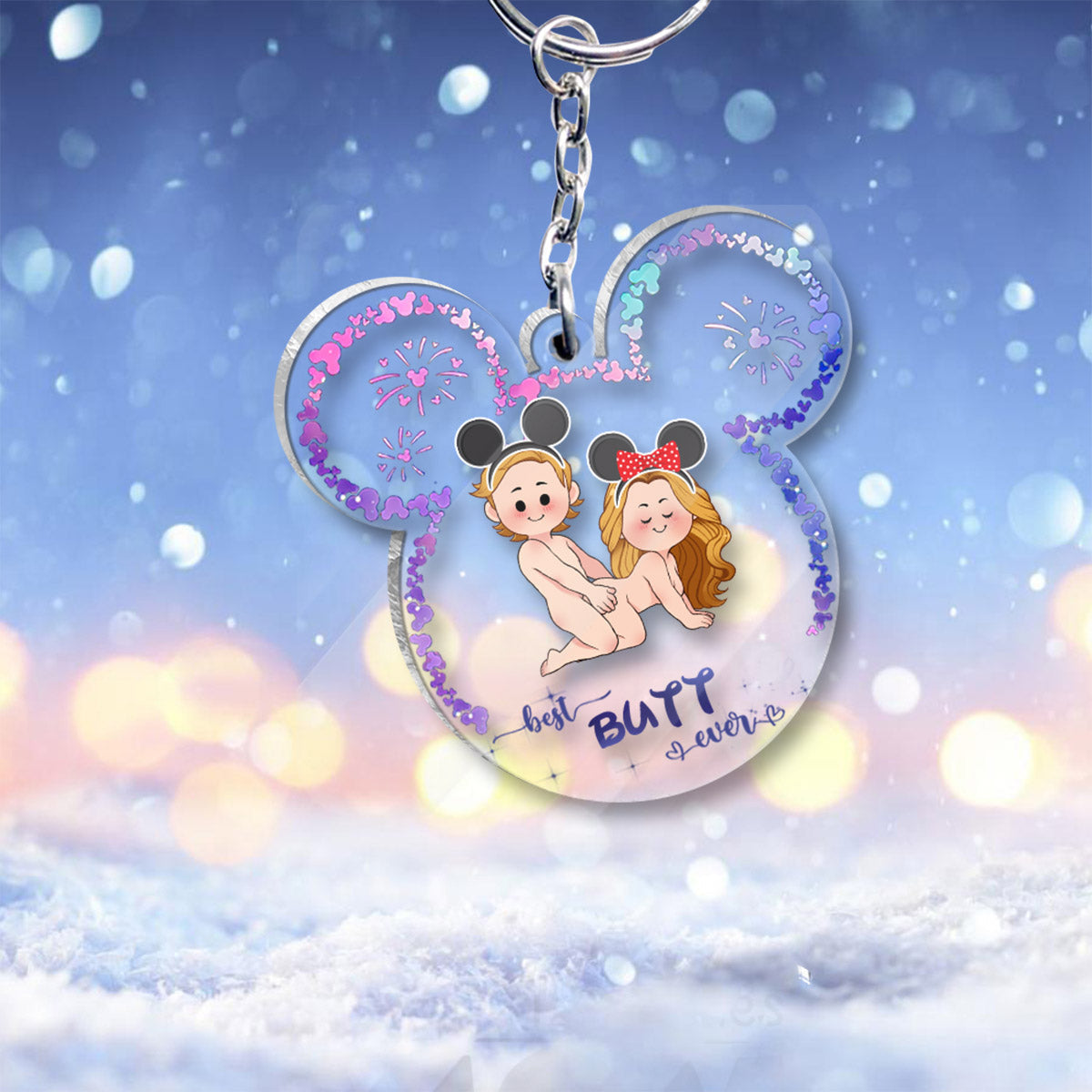 Personalized Transparent Mouse Ears Keychain Custom Gift