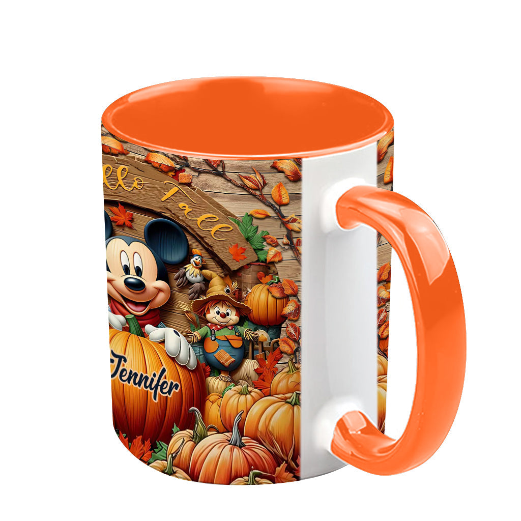 Personalized Hello Fall Accent Mug Custom Name Gift Idea