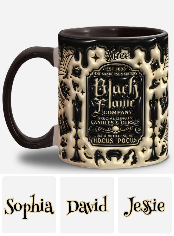 Personalized Black Flame Company Accent Mug Custom Name Halloween Gift