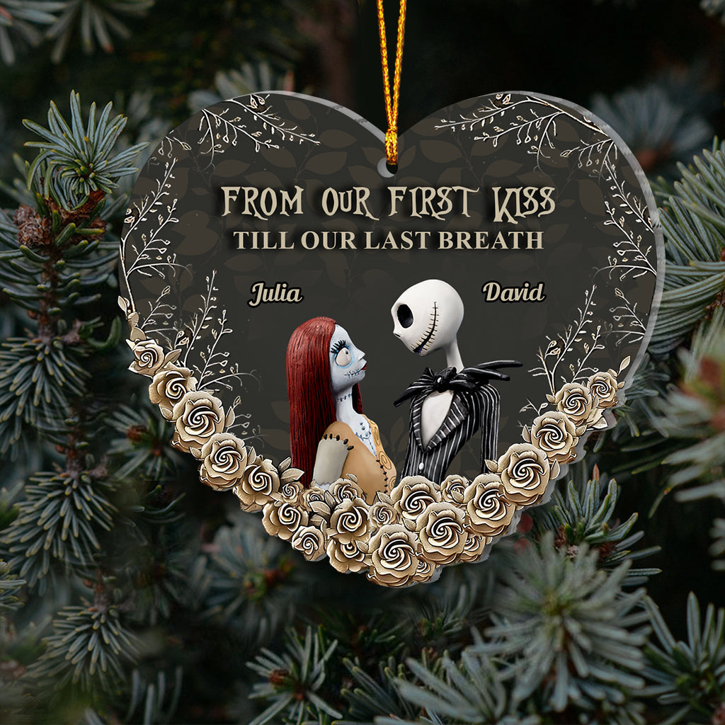 Personalized Nightmare Before Christmas Heart Ornament Custom Names Gift for Couples
