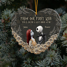 Load image into Gallery viewer, Personalized Nightmare Before Christmas Heart Ornament Custom Names Gift for Couples
