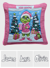 Load image into Gallery viewer, Personalized Grinch Christmas Throw Pillow Custom Name Gift
