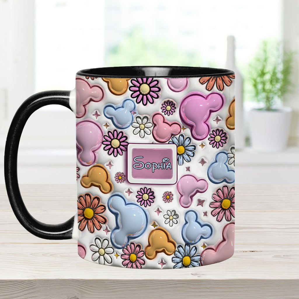 Personalized Disney Floral Accent Mug with Custom Name Gift for Mom