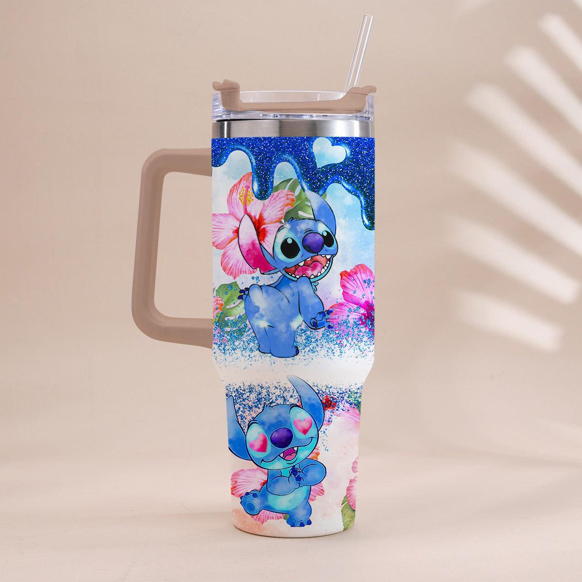 Personalized Tropical Vibe Tumbler With Handle Custom Name Gift