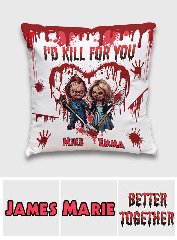 Personalized Horror Throw Pillow Custom Names Couples Gift